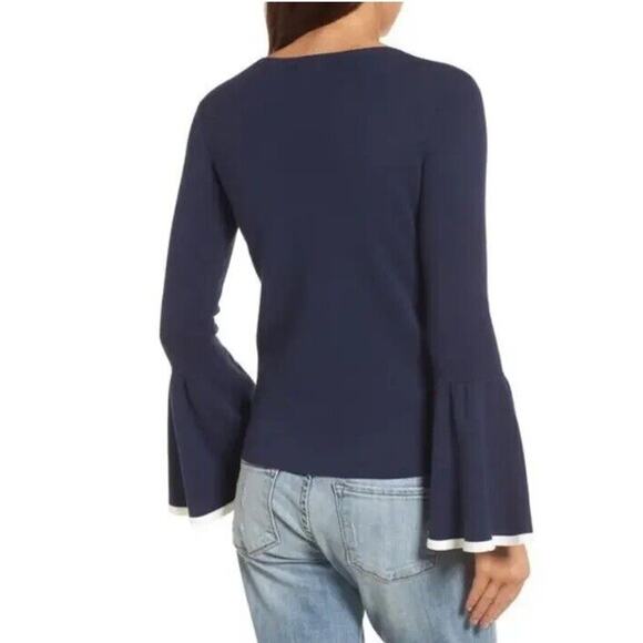Halogen Women XL Sweater Knit Flare Sleeve Navy Blue - Picture 2 of 9